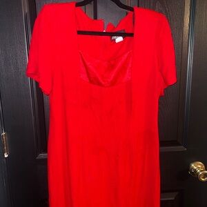 Vibrant Red Short Sleeve Dress